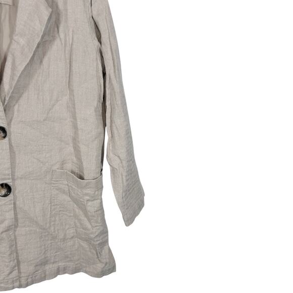 J.Jill Linen Chore Jacket Medium Petite | Lightweight Tan Beige Business Casual - Picture 5 of 13